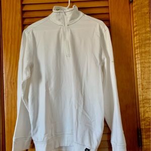 INDIGO PALMS White with lime green lining 1/4 zip front light sweatshirt-MED